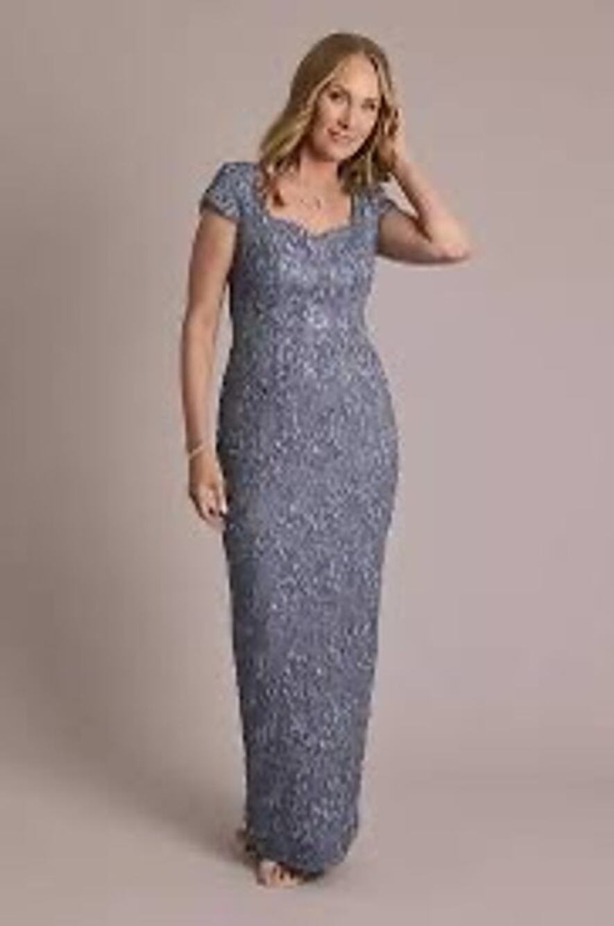 Oleg Cassini Embroidered Cap Sleeve Sheath Dress Victorian Lilac Womens 8 Morher